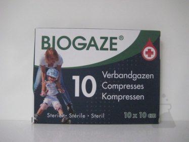 BIOGAZE VERBANDGAZEN 10X10CM (10STUK)