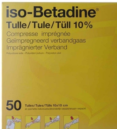 ISOBETADINE TULLE 10X10CM (50KOMP)